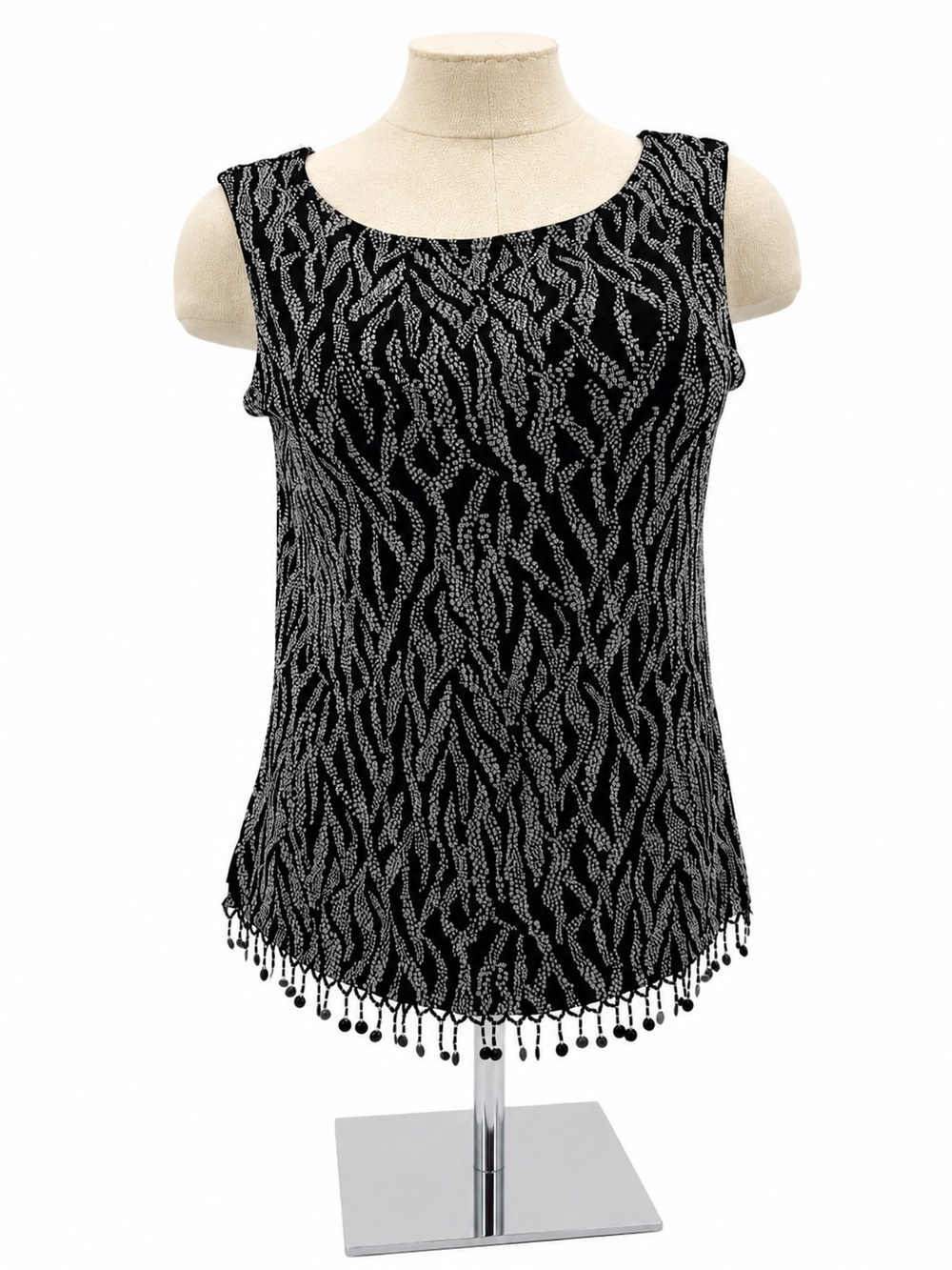 Ronni Nicole By Ouida Black Colorful Fringe Tank Top Sequin Size Medium